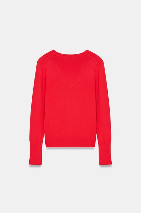 Women's V-Neck Knit Sweater With Side Slit - Image 6