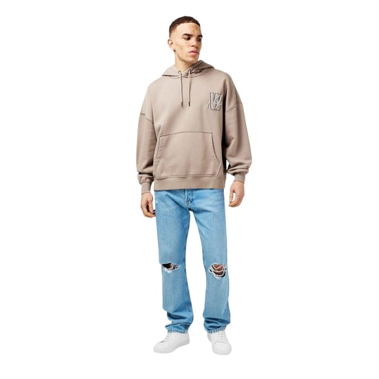Jack Wills Mens Drop Shoulder Relaxed Fit Drawstring Hoodie (Moon Rock) - Image 1