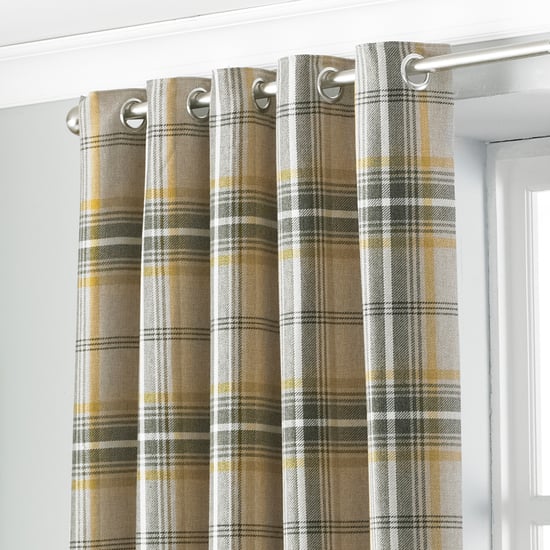 Aviemore Wool Effect Eyelet Curtains in Ochre - Image 2