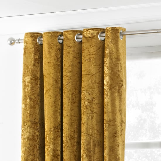 Verona Crushed Velvet Look Eyelet Curtains in Ochre - Image 2