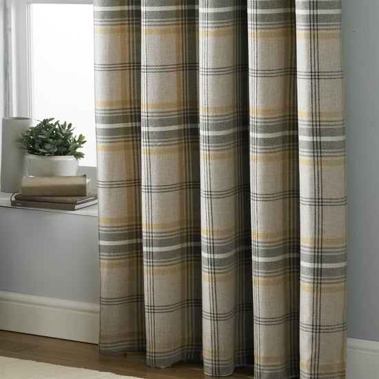 Aviemore Wool Effect Eyelet Curtains in Ochre - Image 3