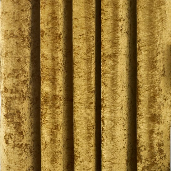 Verona Crushed Velvet Look Eyelet Curtains in Ochre - Image 4