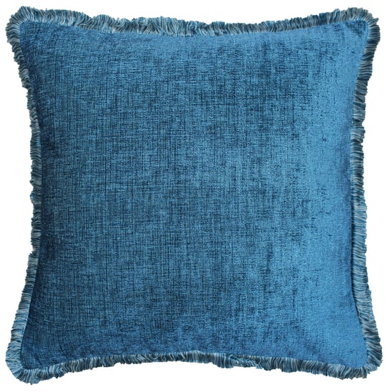 Riva Paoletti Astbury Polyester Filled Cushion - Teal Blue - Metallic Chenille Style Fabric - Fringed Edges - Hidden Zip Closure - 100% Polyester - 50 x 50cm (20" x 20" inches) - Image 2