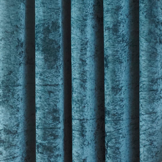 Verona Crushed Velvet Look Eyelet Curtains in Teal - Image 4