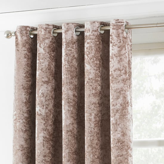 Verona Crushed Velvet Look Eyelet Curtains in Oyster - Image 2