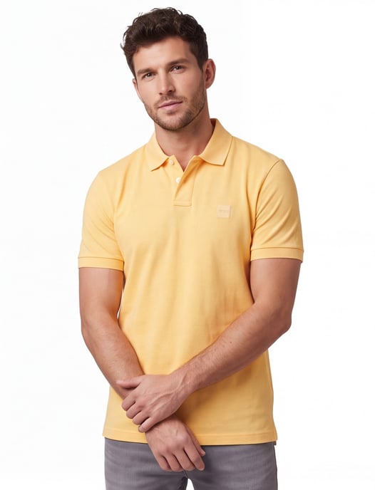 Katoenen BOSS Passenger polo slim fit effen oranje - Image 1