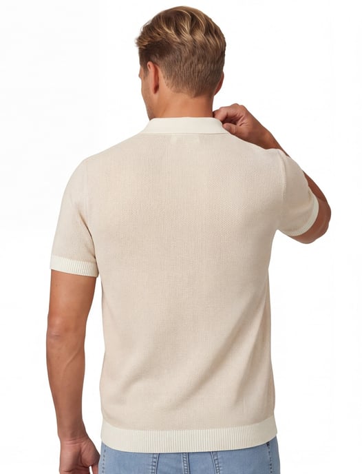 Blue Industry polo beige met boord - Image 2