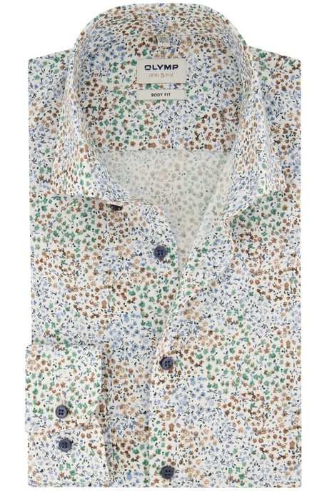 Olymp overhemd bruin extra slanke fit print - Image 1