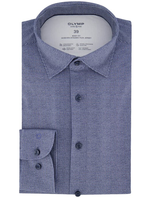 Blauw overhemd OLYMP body fit lange mouwen jersey - Image 2