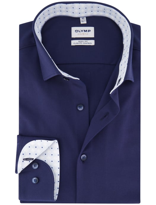 Olymp overhemd donkerblauw slim fit katoen effen - Image 1