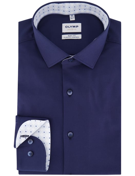 Olymp overhemd donkerblauw slim fit katoen effen - Image 2