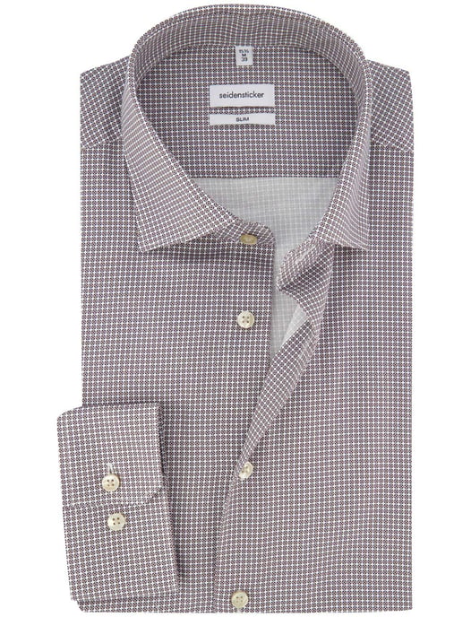 Overhemd Seidensticker slim fit bruin geprint - Image 1