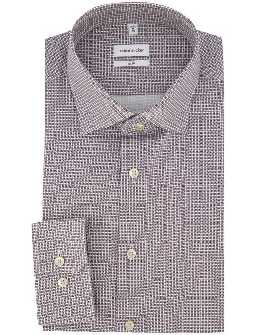 Overhemd Seidensticker slim fit bruin geprint - Image 2