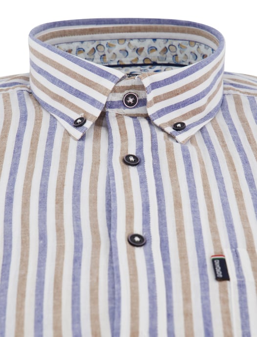 Overhemd Giordano Regular Fit blauw linnen strepen - Image 3