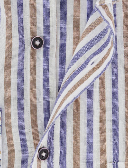 Overhemd Giordano Regular Fit blauw linnen strepen - Image 4