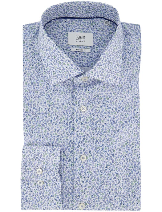 Blauw bloemen geprint overhemd Eterna 1863 Modern Fit - Image 2
