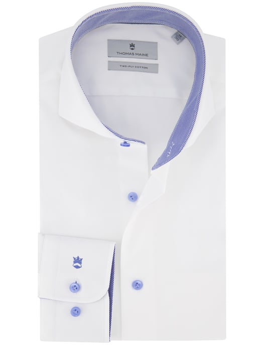 Thomas Maine two-ply overhemd wit katoen - Image 1