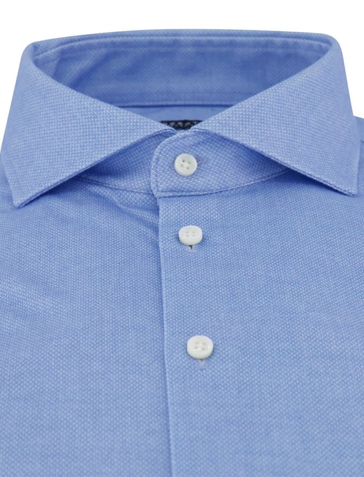 Overhemd blauw Desoto Luxury witte knoop katoen - Image 3