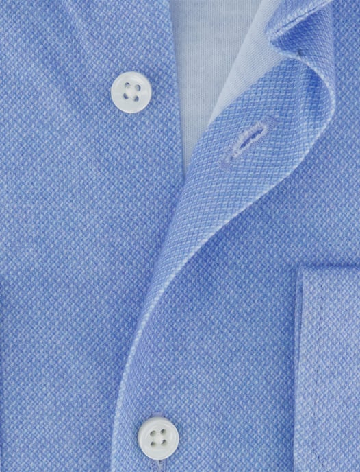 Overhemd blauw Desoto Luxury witte knoop katoen - Image 4