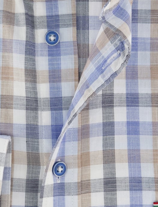 Blauw beige geruit katoenen Giordano Regular Fit overhemd - Image 4