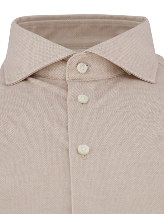 Overhemd beige Desoto Luxury witte knoop katoen - Image 3