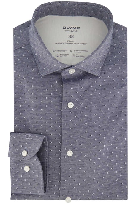 Katoenen Olymp overhemd geprint blauw body fit - Image 2