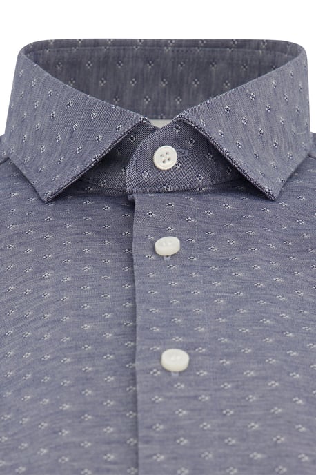 Katoenen Olymp overhemd geprint blauw body fit - Image 4
