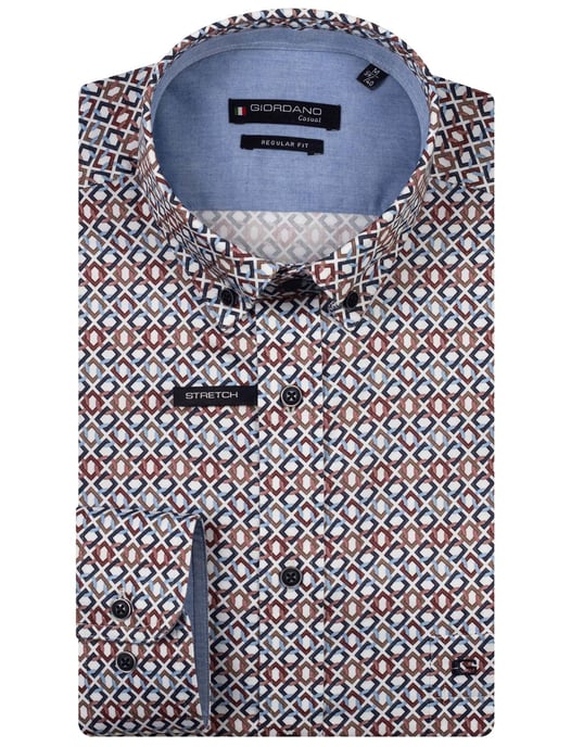 casual overhemd Giordano blauw geprint - Image 1