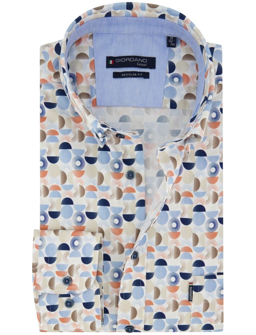 Overhemd Giordano blauw met button-down kraag en borstzak - Image 1