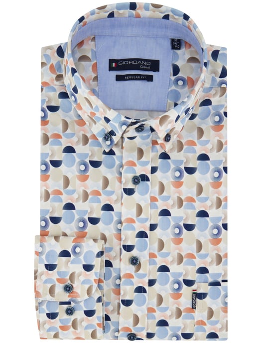 Overhemd Giordano blauw met button-down kraag en borstzak - Image 2