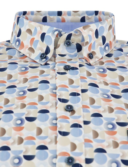 Overhemd Giordano blauw met button-down kraag en borstzak - Image 3