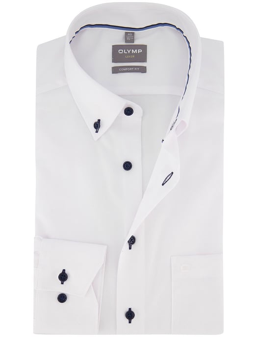 Wit overhemd OLYMP Comfort Fit strijkvrij met button down boord - Image 1