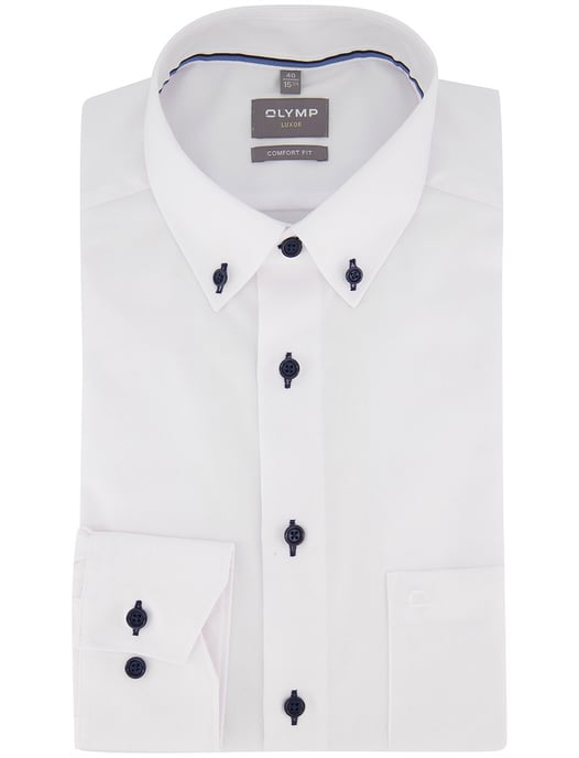 Wit overhemd OLYMP Comfort Fit strijkvrij met button down boord - Image 2