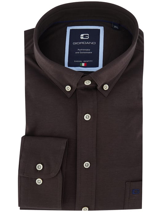 Giordano overhemd donkerbruin jersey button-down collar - Image 2