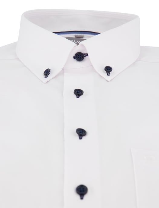 Wit overhemd OLYMP Comfort Fit strijkvrij met button down boord - Image 3