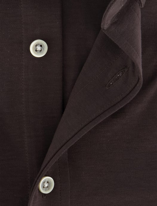 Giordano overhemd donkerbruin jersey button-down collar - Image 4