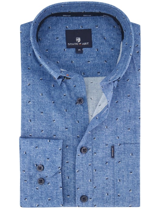 State of Art overhemd blauw katoen patroon - Image 1
