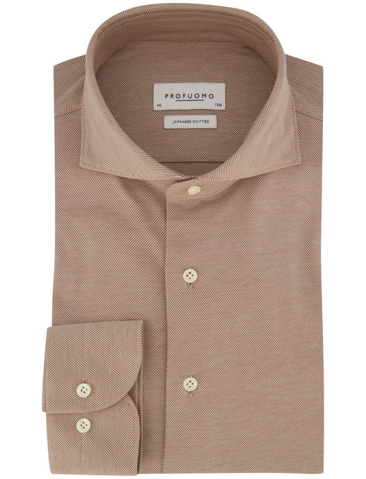 Profuomo Japanese Knitted bruin slim fit overhemd - Image 2