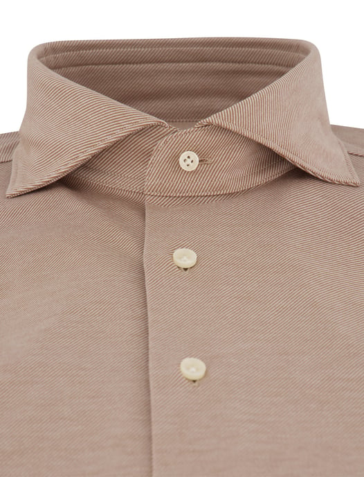 Profuomo Japanese Knitted bruin slim fit overhemd - Image 3