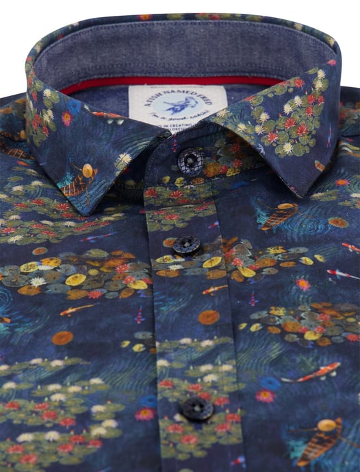 Overhemd A Fish Named Fred donkerblauw stretch - Image 3