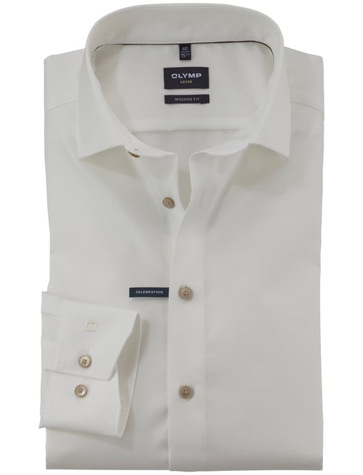 elegante beige effen Olymp overhemd Modern Fit - Image 1