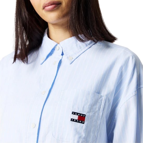 Tommy Jeans Dames-oxfordjurk met lange mouwen en een relaxte pasvorm (Blauw) - Image 5