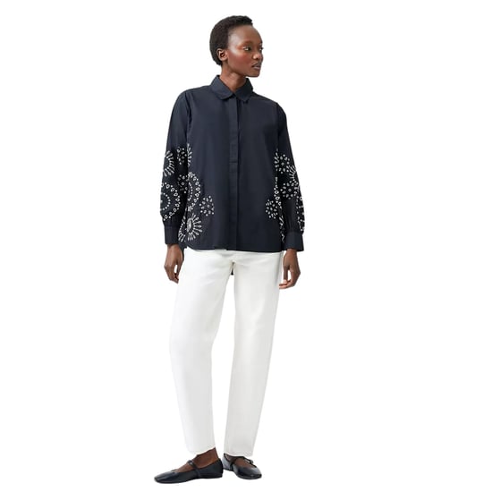 French Connection Womens/Ladies Relaxed Fit Long-Sleeved Shirt (Black/Cream) - Image 2