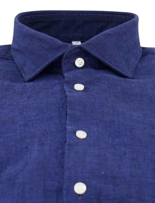 Overhemd Seidensticker slim fit blauw linnen - Image 3