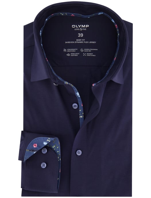 Olymp overhemd donkerblauw body fit lange mouw - Image 1