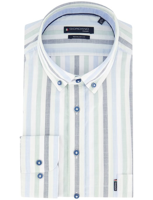 Overhemd Giordano strepen blauw groen normale fit - Image 2