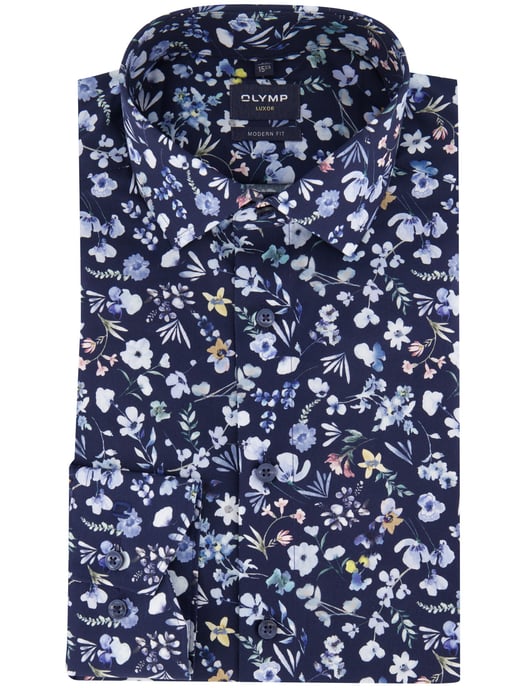 Olymp overhemd donkerblauw strijkvrij modern fit katoen - Image 2