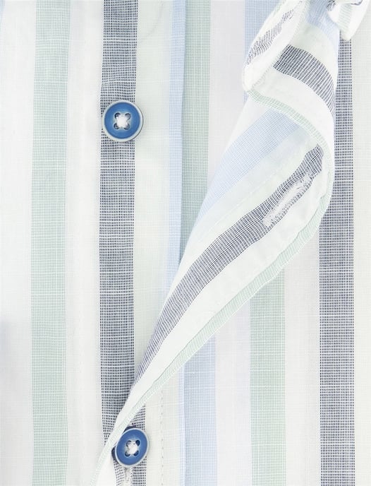 Overhemd Giordano strepen blauw groen normale fit - Image 4