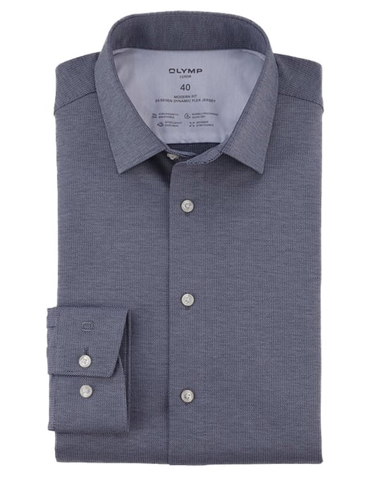 business overhemd Olymp Luxor 24/7 modern fit grijs jersey - Image 1