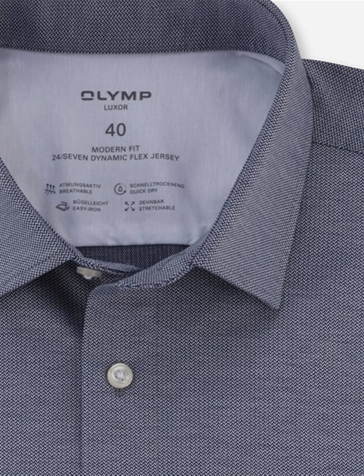 business overhemd Olymp Luxor 24/7 modern fit grijs jersey - Image 2